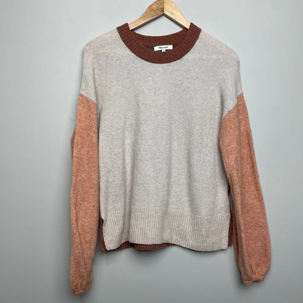 Madewell Merino Wool Alpaca Blend Color Block Crew Neck Sweater S